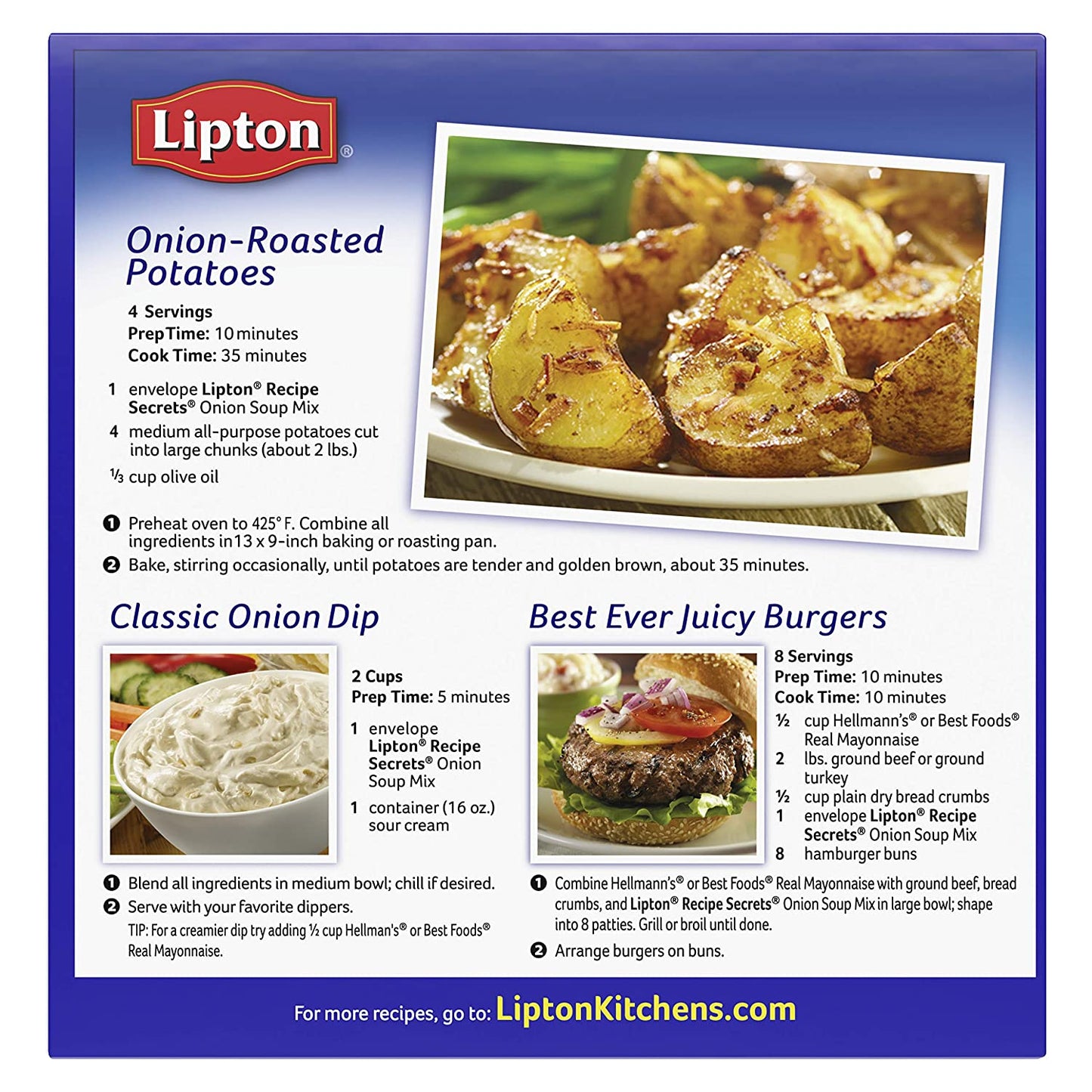 Lipton Recipe Secrets Soup and Dip Mix For a Delicious Meal Onion Great With Your Favorite Recipes, Dip or Soup Mix 2 oz, Pack of 6