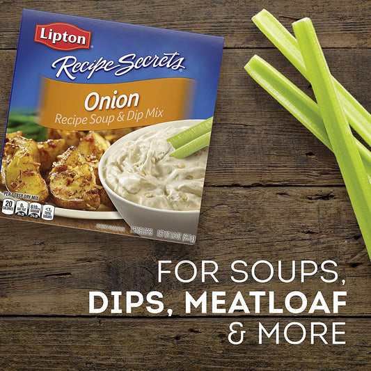 Lipton Recipe Secrets Soup and Dip Mix For a Delicious Meal Onion Great With Your Favorite Recipes, Dip or Soup Mix 2 oz, Pack of 6